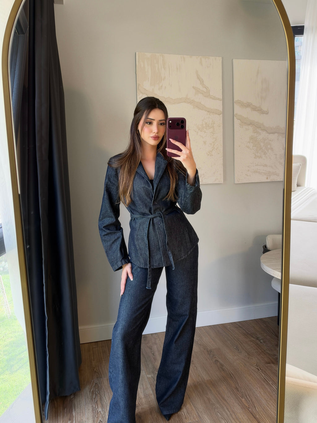 Beli Bağlamalı Denim Gömlek
