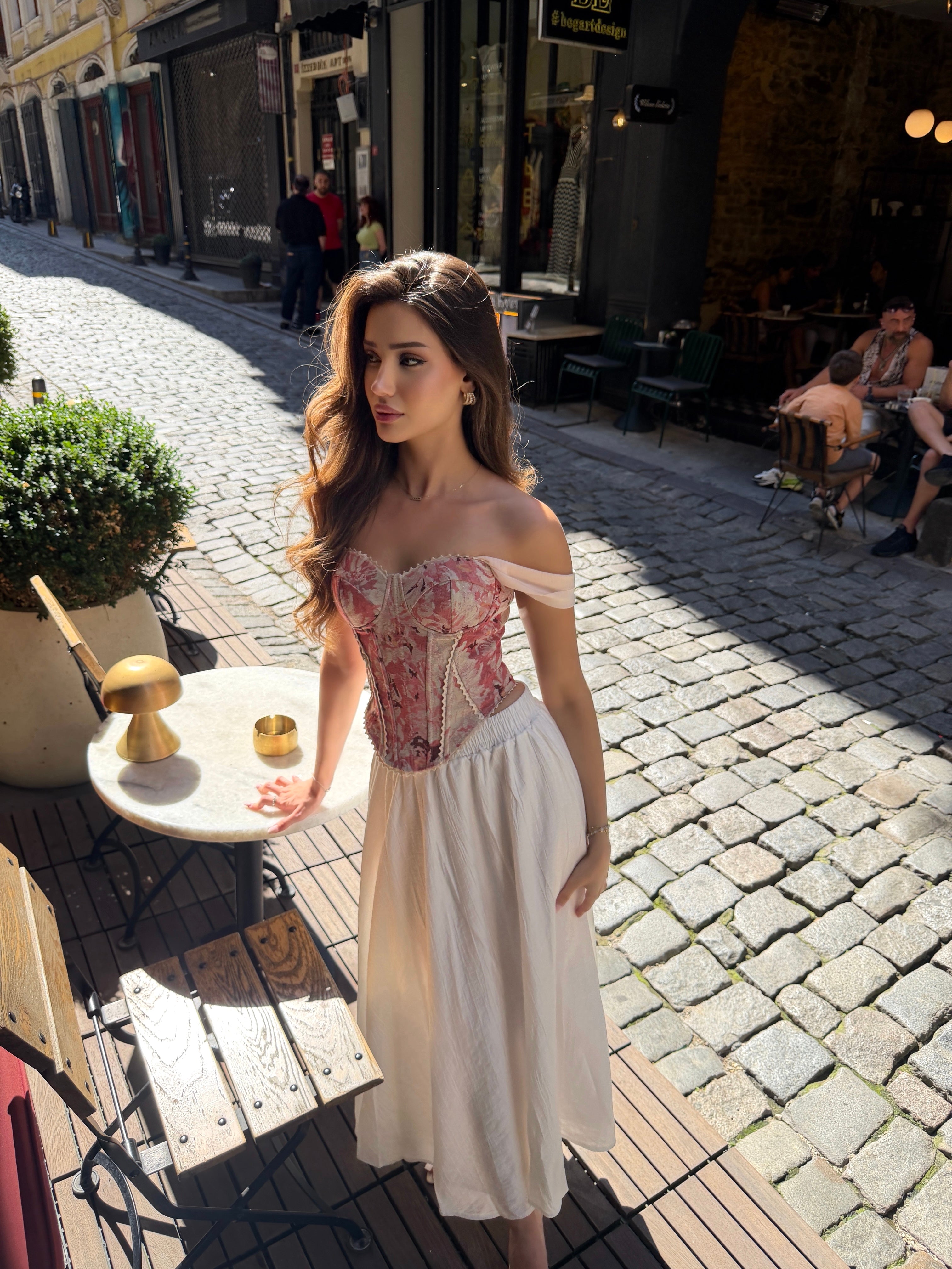 Vintage Desenli Korse