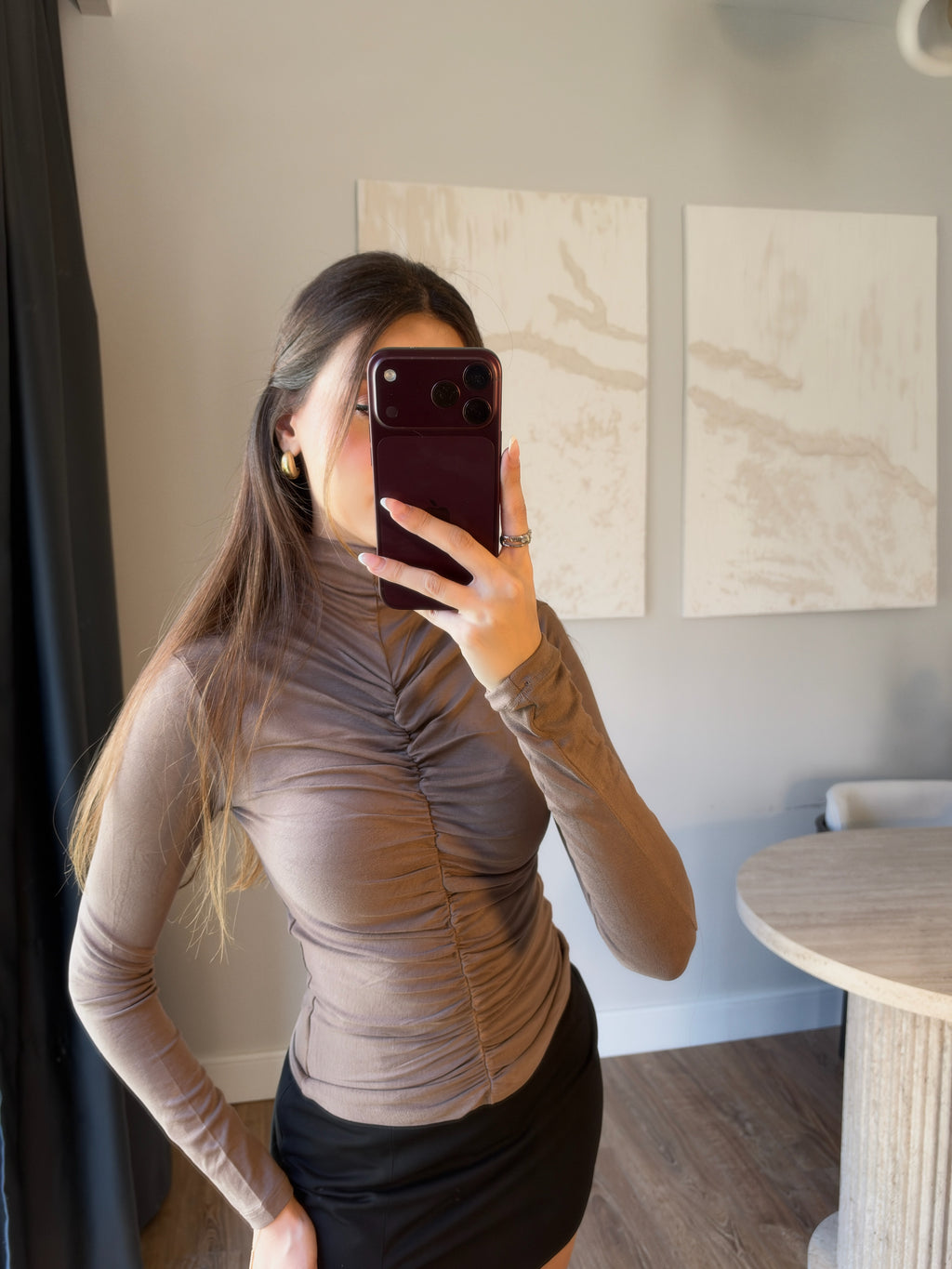 Önü Büzgülü Boğazlı Body